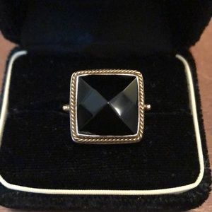Onyx ring- sterling and gold